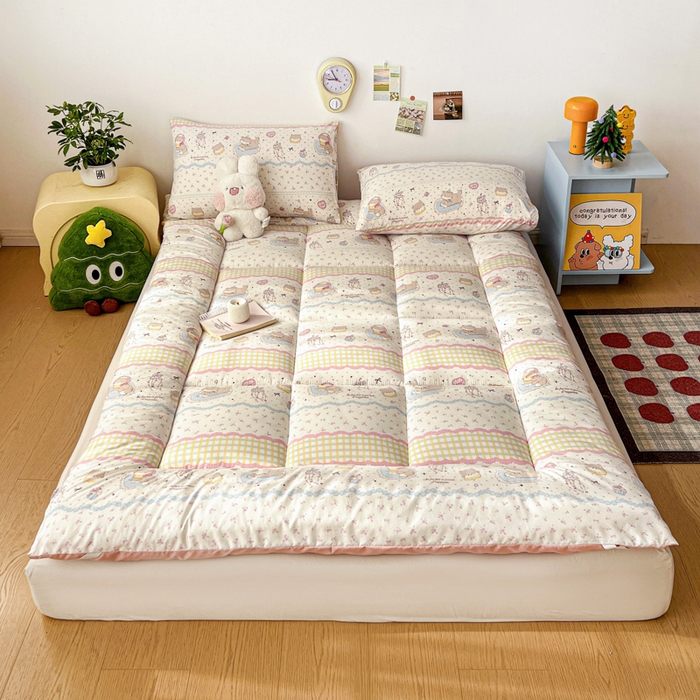 91家纺网 家纺一手货源 找家纺 艺菲阁家纺 2026新款水洗棉保暖亲肤床垫 耳机软猫