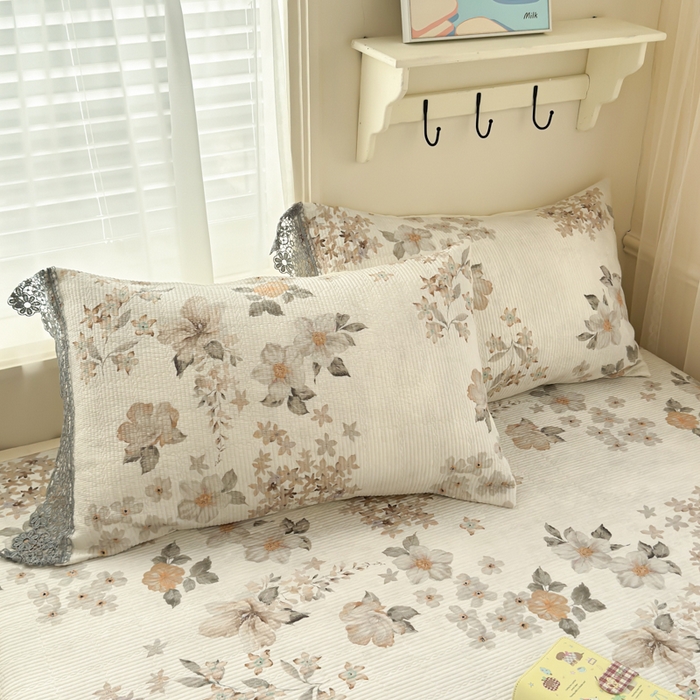 91家纺网 家纺一手货源 找家纺 源舜家纺 2026新款莱赛尔天丝花边榻榻米炕盖 莫兰迪咖