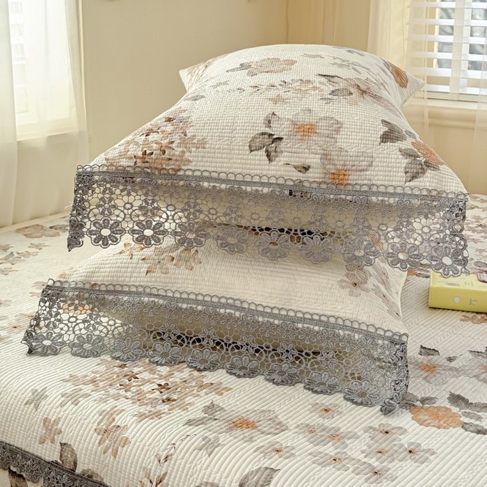 91家纺网 家纺一手货源 找家纺 源舜家纺 2026新款莱赛尔天丝花边榻榻米炕盖 莫兰迪咖