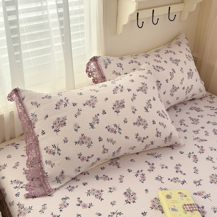 91家纺网 家纺一手货源 找家纺 源舜家纺 2026新款莱赛尔天丝花边榻榻米炕盖 紫罗兰