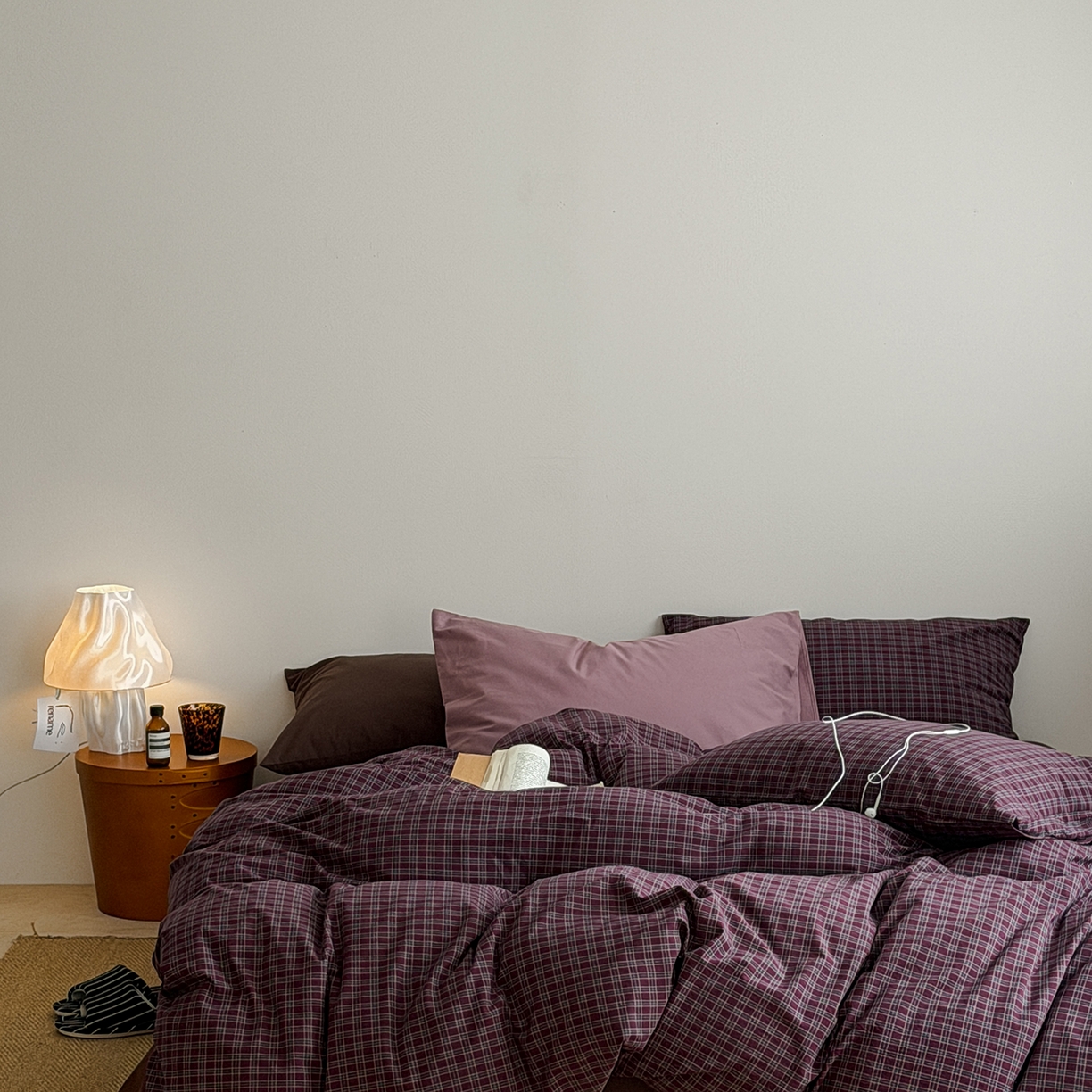 91家纺网 家纺一手货源 找家纺 蜜宿 2026新款全棉色织水洗棉四件套-岛上旧梦 岛上旧梦（枕套格纹）