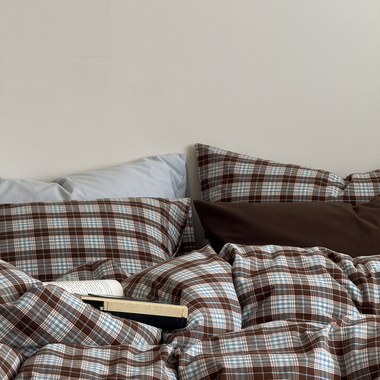 91家纺网 家纺一手货源 找家纺 蜜宿 2026新款全棉色织水洗棉四件套-岛屿森林 岛屿森林（枕套格纹）