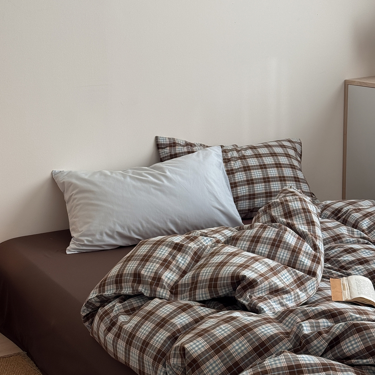 91家纺网 家纺一手货源 找家纺 蜜宿 2026新款全棉色织水洗棉四件套-岛屿森林 岛屿森林（枕套格纹）