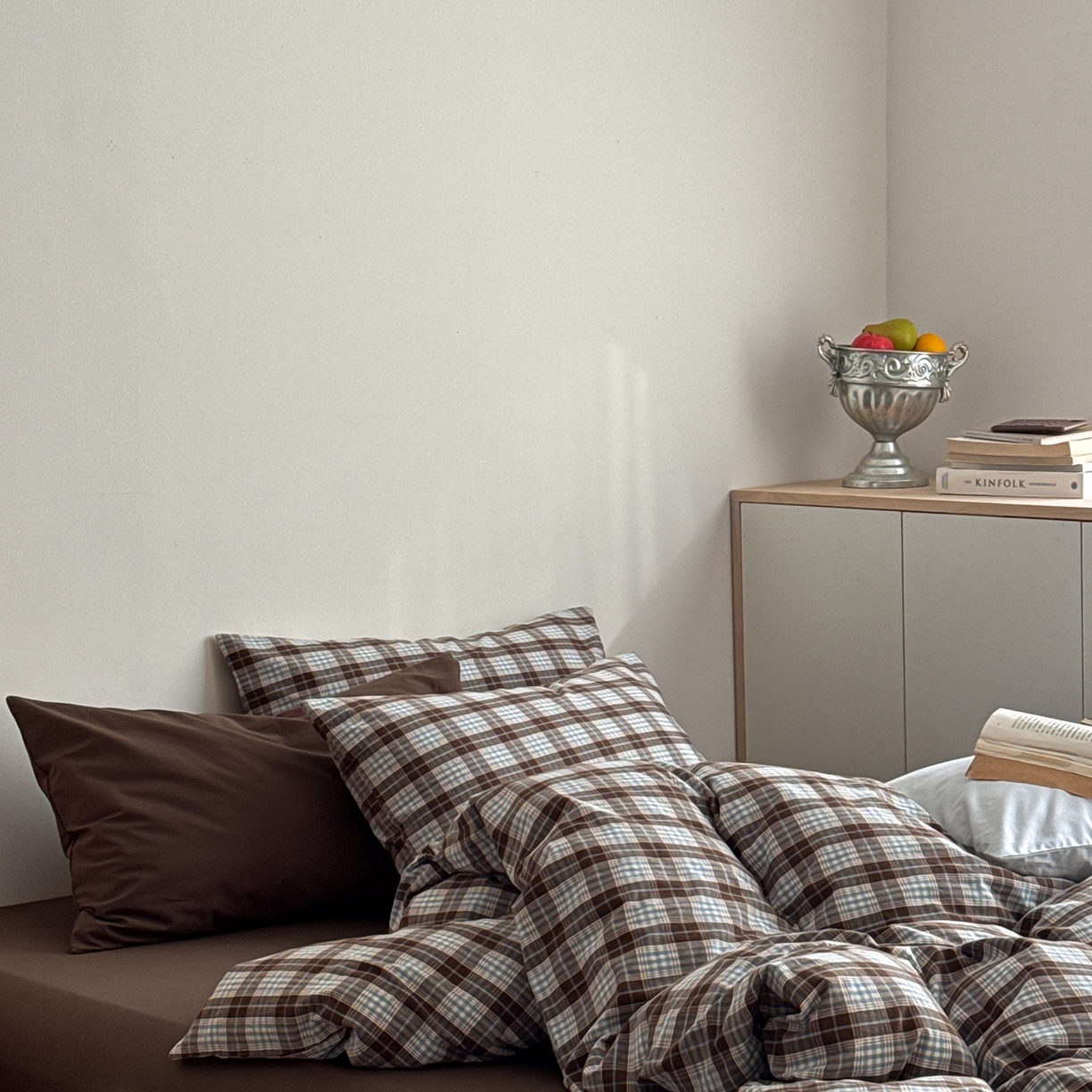 91家纺网 家纺一手货源 找家纺 蜜宿 2026新款全棉色织水洗棉四件套-岛屿森林 岛屿森林（枕套格纹）