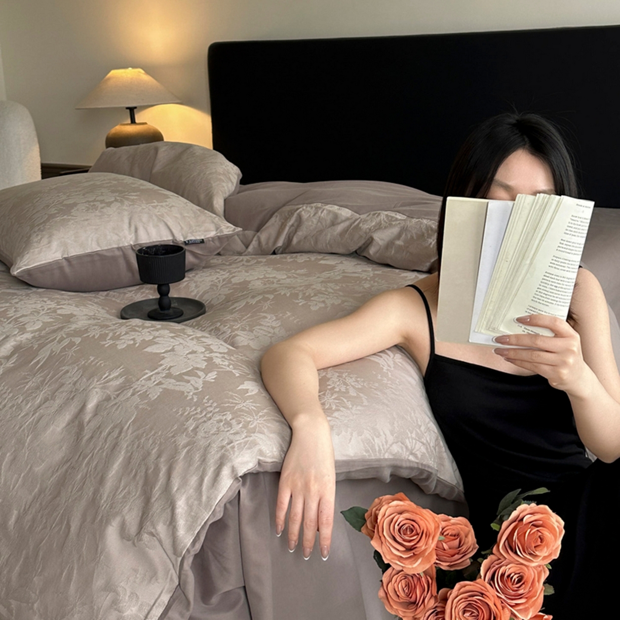 91家纺网 家纺一手货源 找家纺 宜代光年 2026新款厚织全棉大提花系列单被套 暗香疏影-浅咖