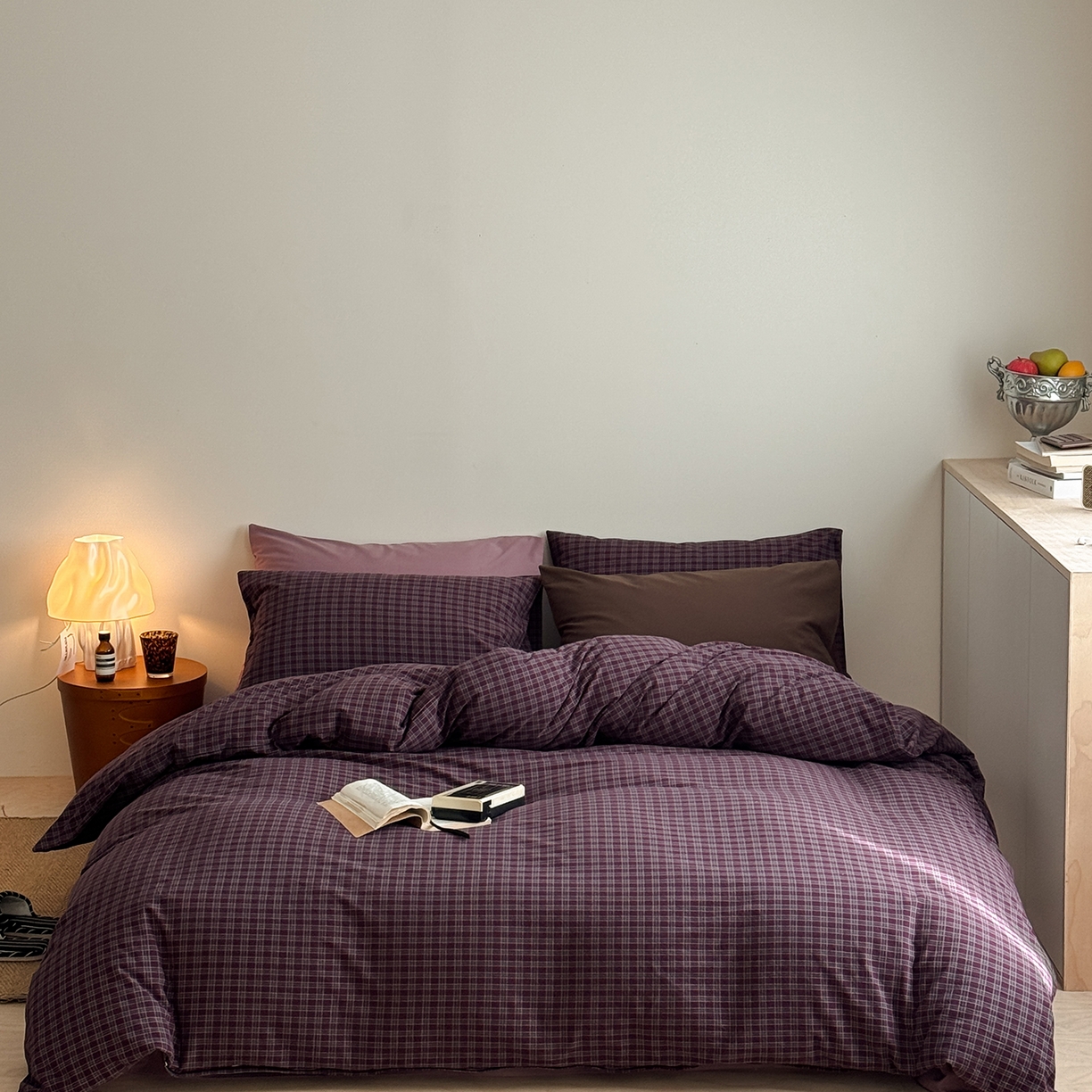 91家纺网 家纺一手货源 找家纺 蜜宿 2026新款全棉色织水洗棉四件套-玫瑰情书 玫瑰情书（枕套格纹）