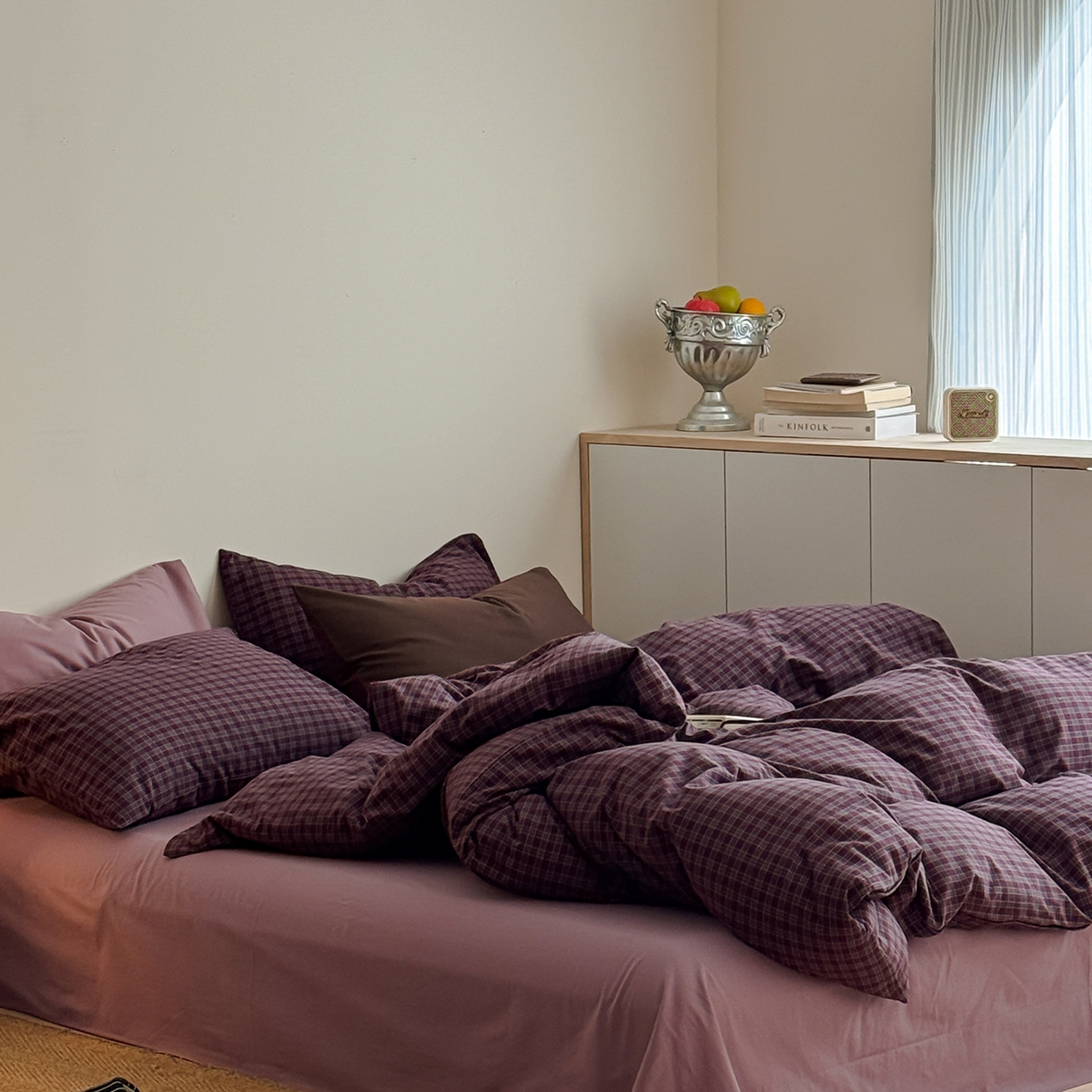 91家纺网 家纺一手货源 找家纺 蜜宿 2026新款全棉色织水洗棉四件套-玫瑰情书 玫瑰情书（枕套格纹）