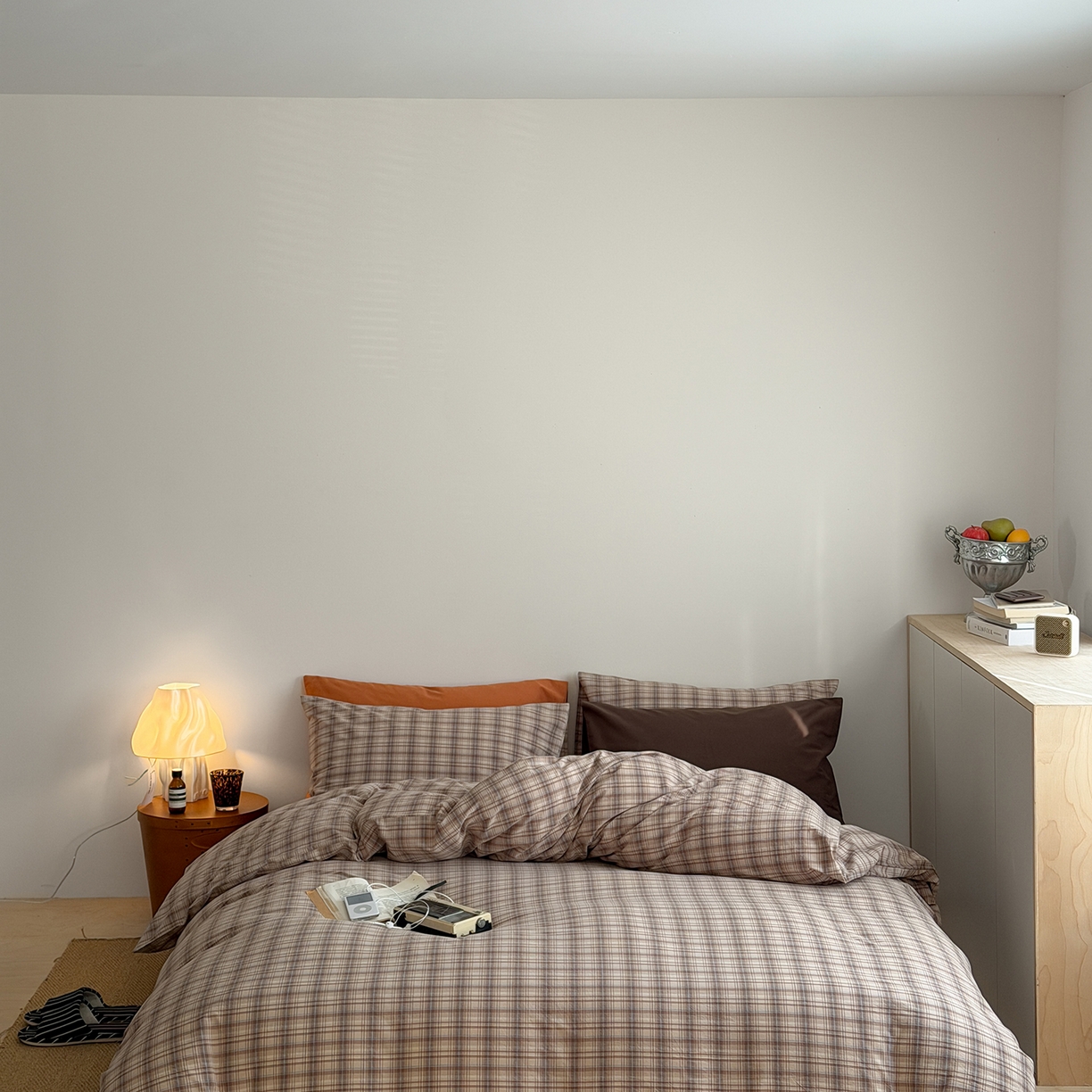 91家纺网 家纺一手货源 找家纺 （总）蜜宿 2026新款全棉色织水洗棉四件套-美拉德棕