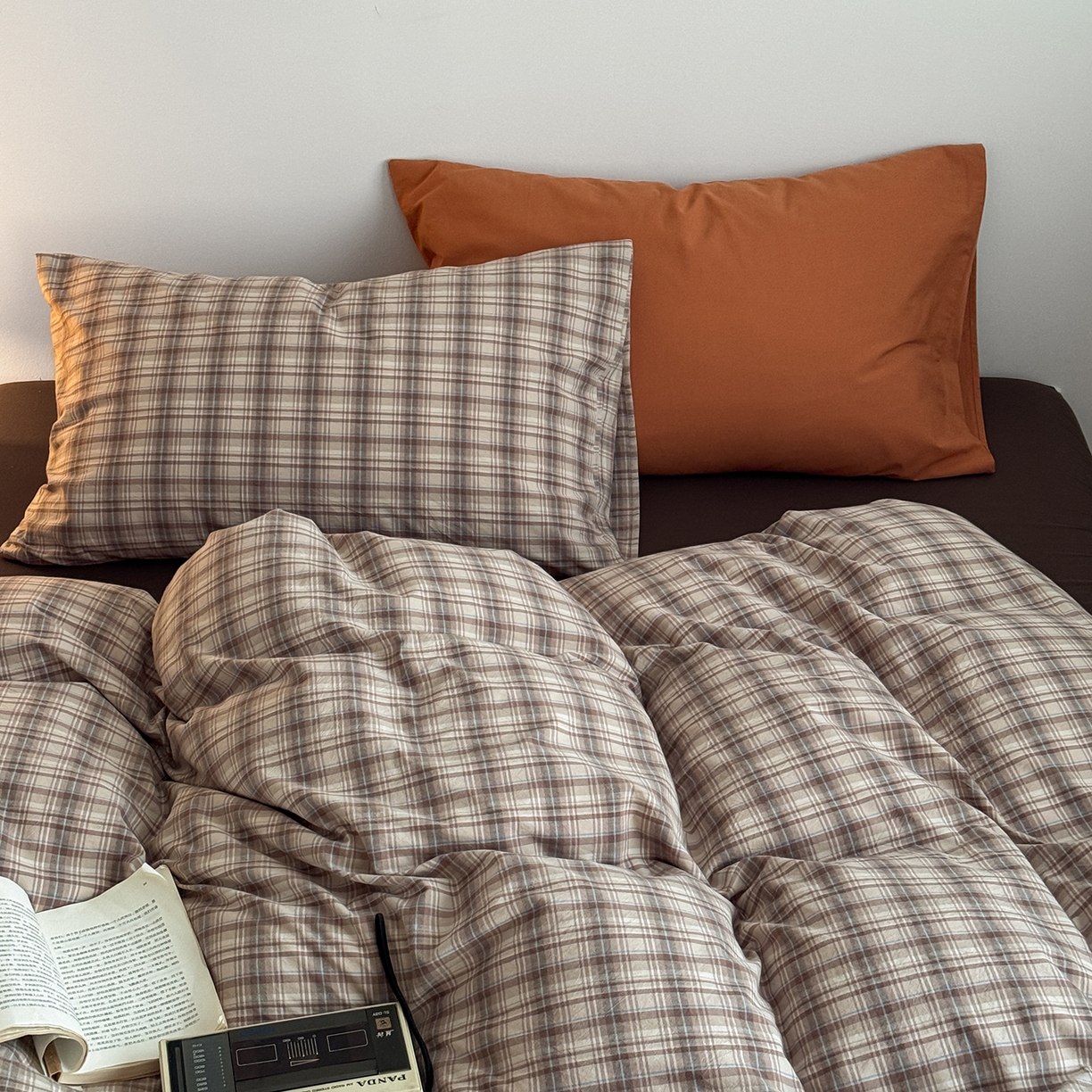 91家纺网 家纺一手货源 找家纺 （总）蜜宿 2026新款全棉色织水洗棉四件套-美拉德棕