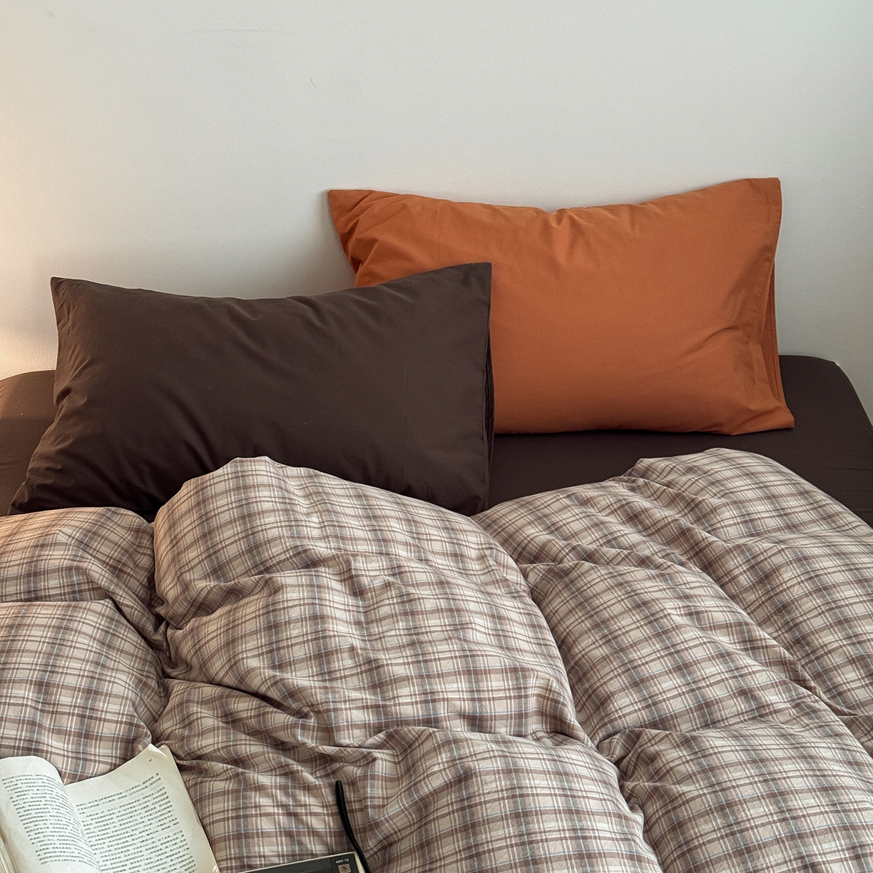 蜜宿 2026新款全棉色织水洗棉四件套-美拉德棕 美拉德棕（枕套可可棕+南瓜泥）