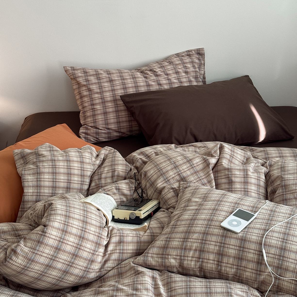 91家纺网 家纺一手货源 找家纺 蜜宿 2026新款全棉色织水洗棉四件套-美拉德棕 美拉德棕（枕套可可棕+南瓜泥）