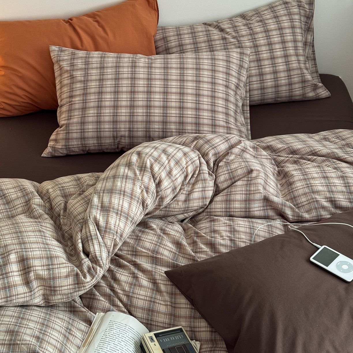 91家纺网 家纺一手货源 找家纺 蜜宿 2026新款全棉色织水洗棉四件套-美拉德棕 美拉德棕（枕套可可棕+南瓜泥）