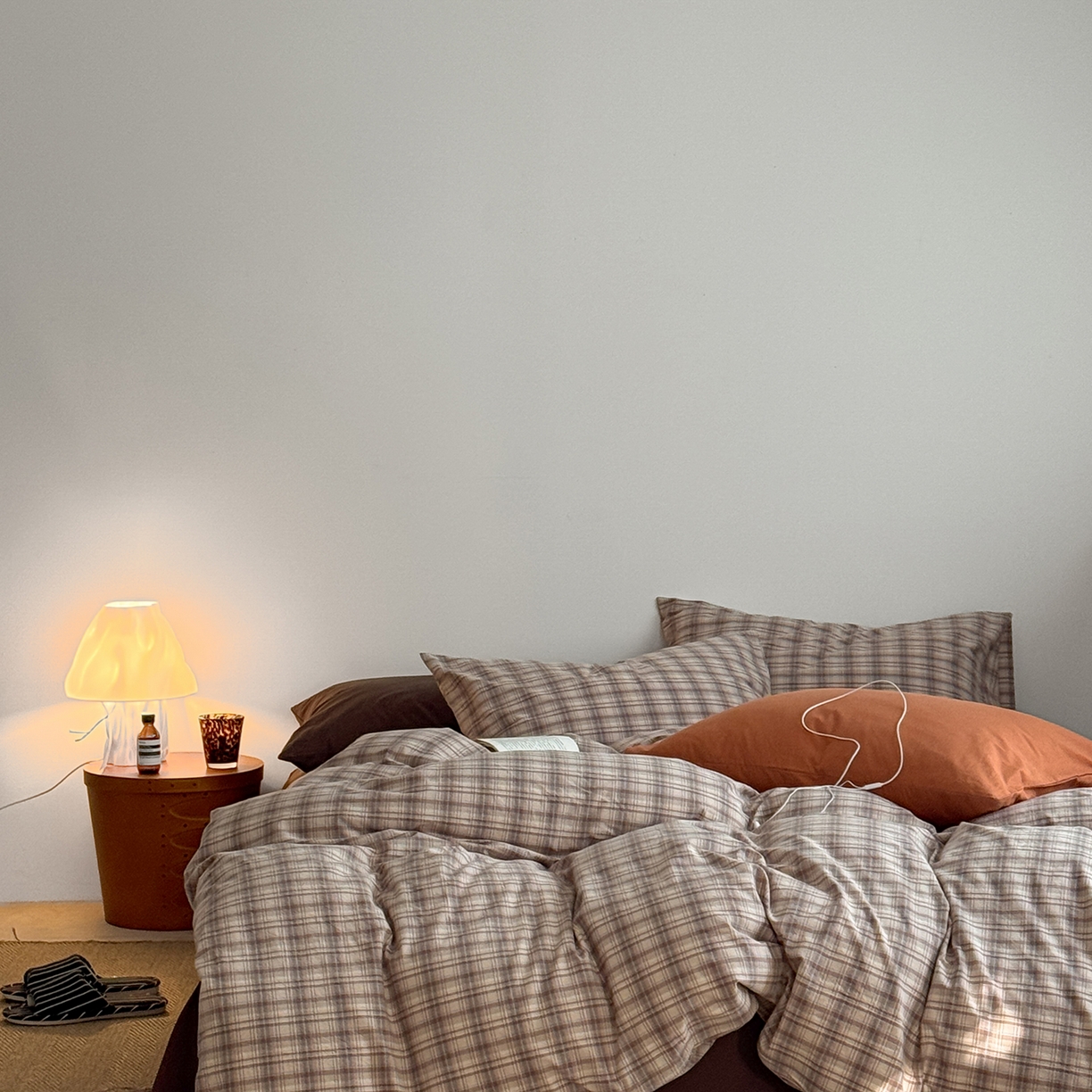 91家纺网 家纺一手货源 找家纺 蜜宿 2026新款全棉色织水洗棉四件套-美拉德棕 美拉德棕（枕套可可棕+南瓜泥）