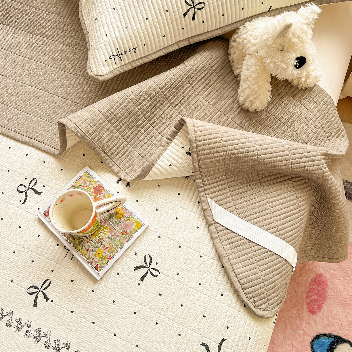 91家纺网 家纺一手货源 找家纺 （总）优选 2026新款木棉印花床盖三件套