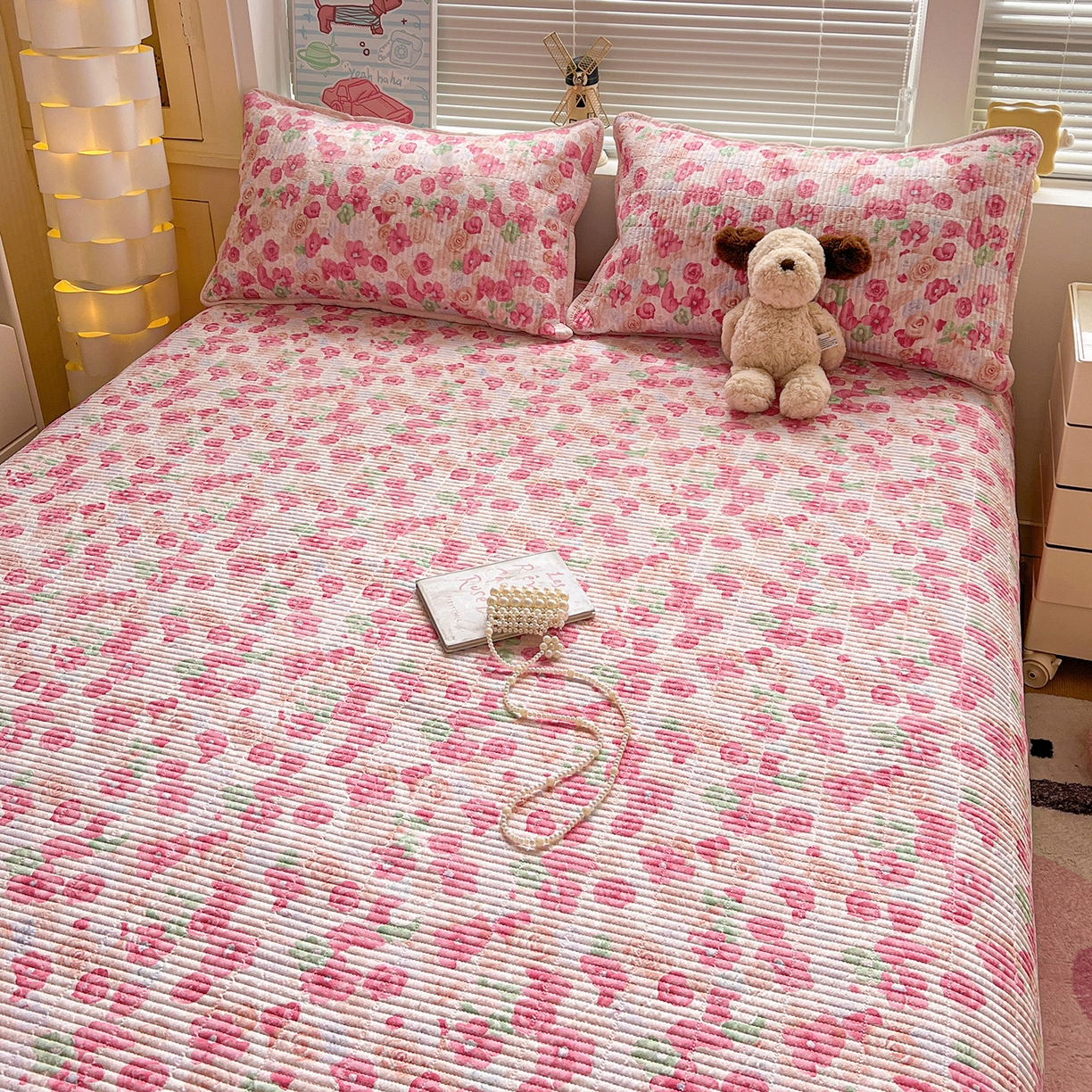 91家纺网 家纺一手货源 找家纺 优选 2026新款木棉印花床盖三件套 十里桃花