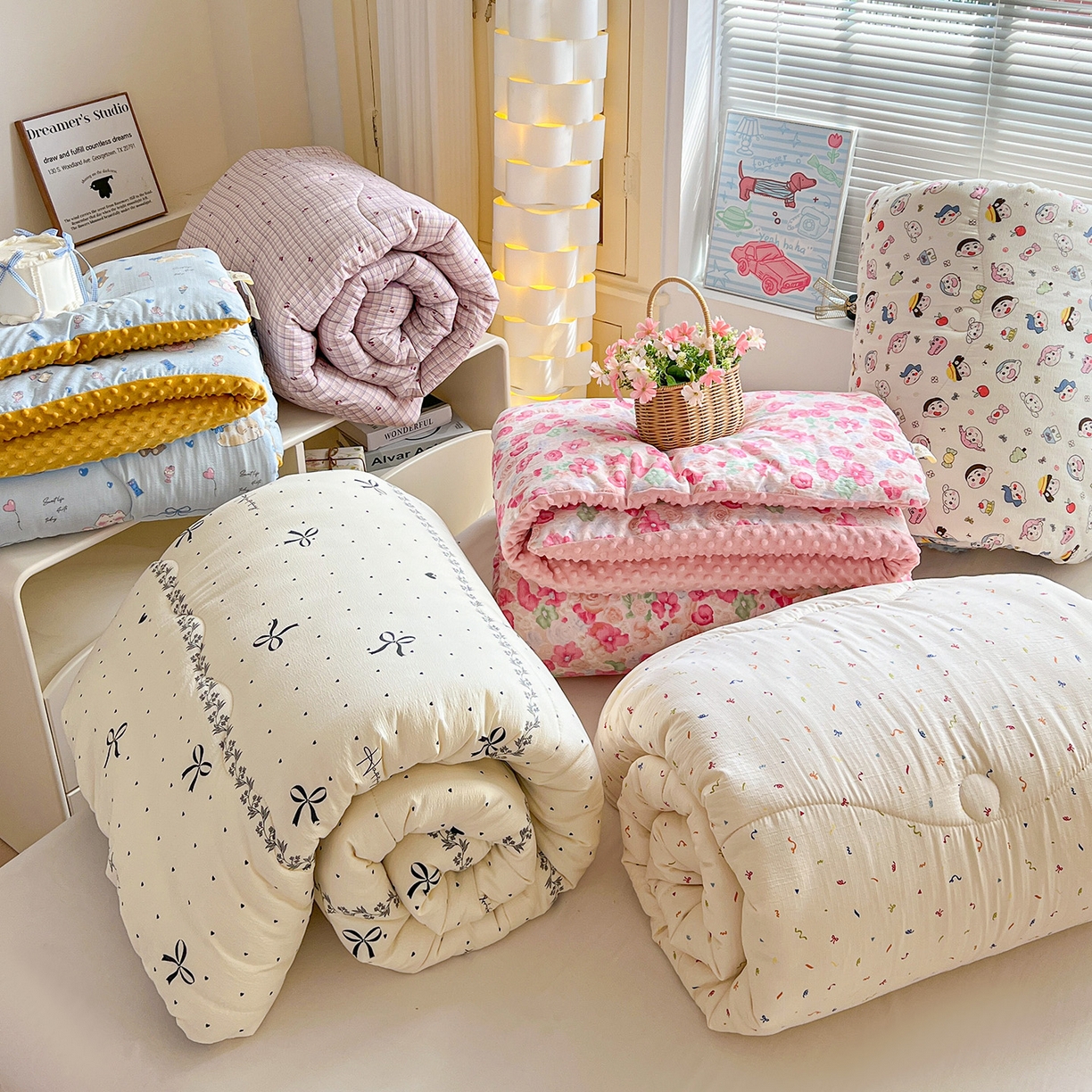 91家纺网 家纺一手货源 找家纺 优选 2026新款木棉印花床盖三件套 组合