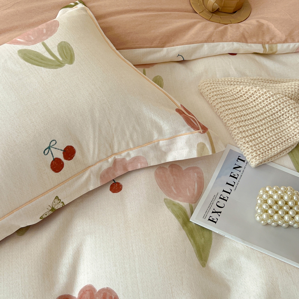 91家纺网 家纺一手货源 找家纺 朵希曼 2026新款全棉生态磨毛数码印花系列四件套 蝴蝶千颂-粉