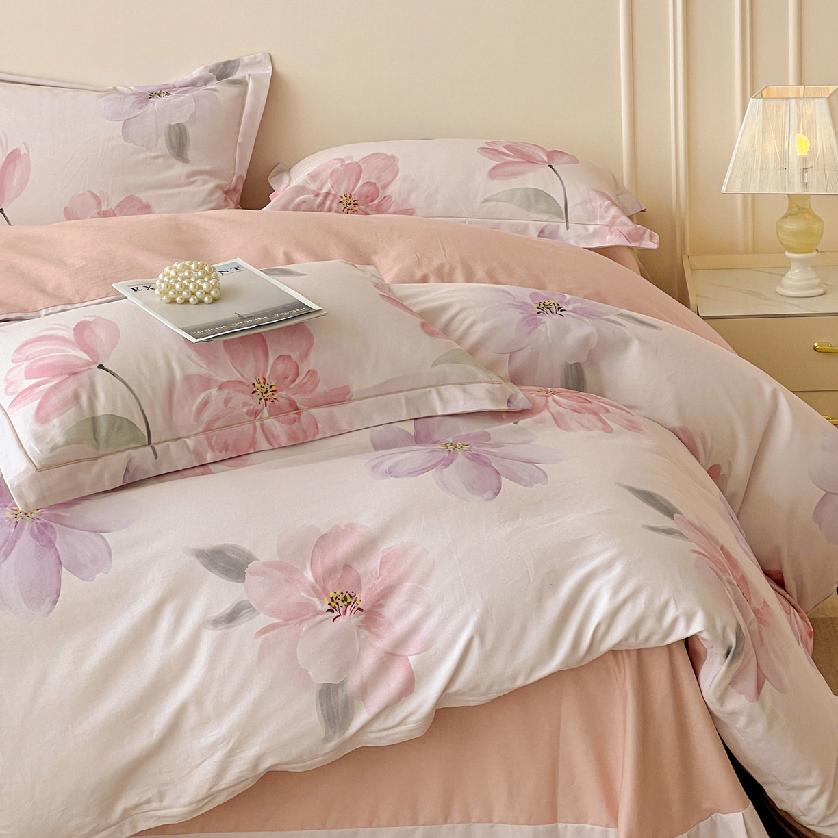 91家纺网 家纺一手货源 找家纺 朵希曼 2026新款全棉云感生态磨毛数码印花系列四件套 茶言妙语