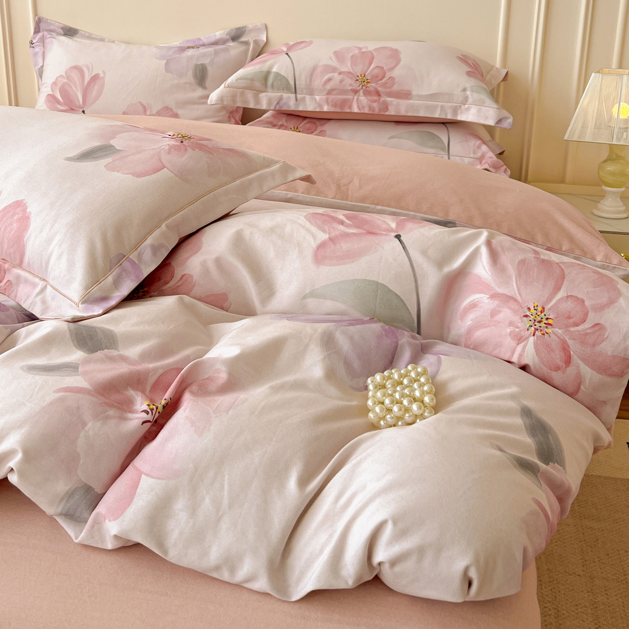 91家纺网 家纺一手货源 找家纺 朵希曼 2026新款全棉云感生态磨毛数码印花系列四件套 茶言妙语