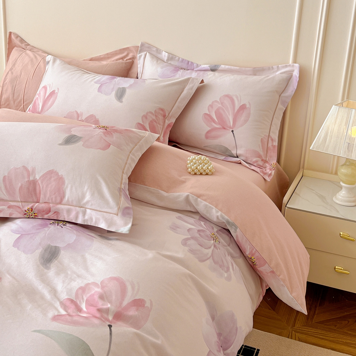 91家纺网 家纺一手货源 找家纺 朵希曼 2026新款全棉云感生态磨毛数码印花系列四件套 茶言妙语