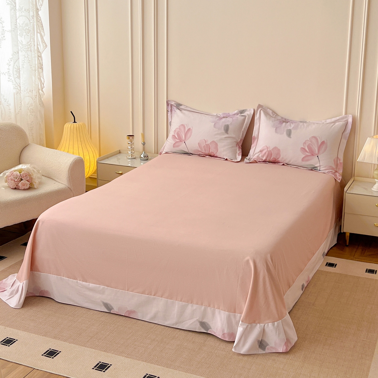 91家纺网 家纺一手货源 找家纺 朵希曼 2026新款全棉云感生态磨毛数码印花系列四件套 茶言妙语