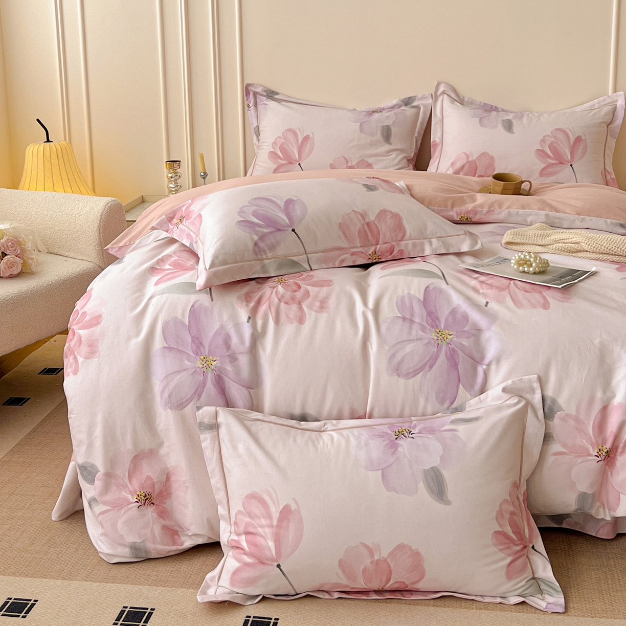 91家纺网 家纺一手货源 找家纺 朵希曼 2026新款全棉云感生态磨毛数码印花系列四件套 茶言妙语