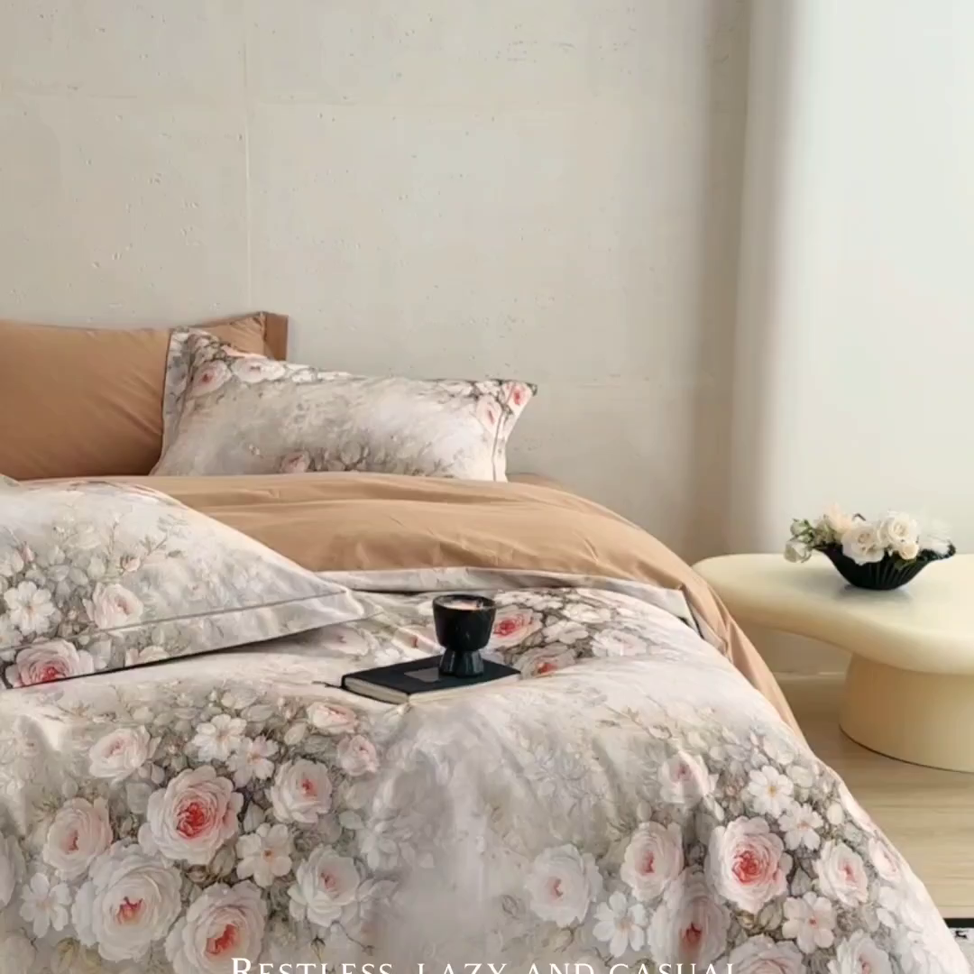 91家纺网 家纺一手货源 找家纺 朵希曼 2026新款全棉生态磨毛数码印花系列四件套 满堂香