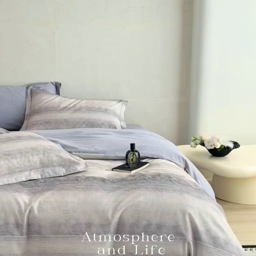 91家纺网 家纺一手货源 找家纺 朵希曼 2026新款全棉生态磨毛数码印花系列四件套 苏菲庄园灰