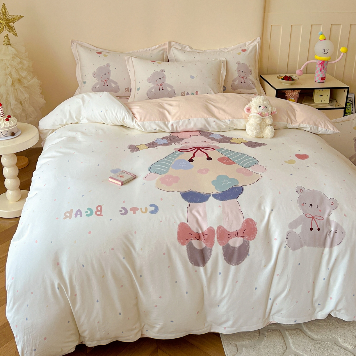 91家纺网 家纺一手货源 找家纺 朵希曼 2026新款全棉云感生态磨毛数码印花系列四件套 可爱哆-米