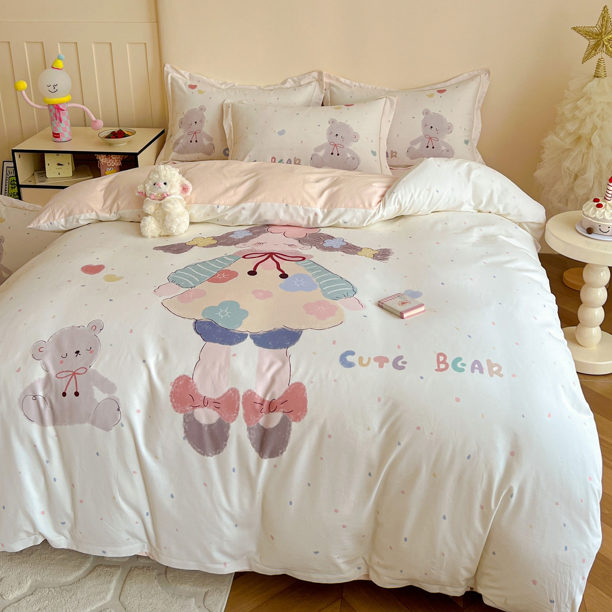 91家纺网 家纺一手货源 找家纺 朵希曼 2026新款全棉云感生态磨毛数码印花系列四件套 可爱哆-米