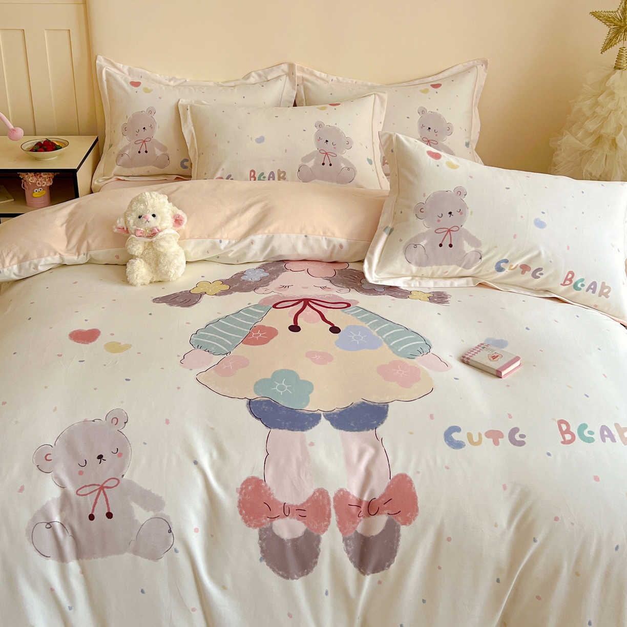 91家纺网 家纺一手货源 找家纺 朵希曼 2026新款全棉云感生态磨毛数码印花系列四件套 可爱哆-米