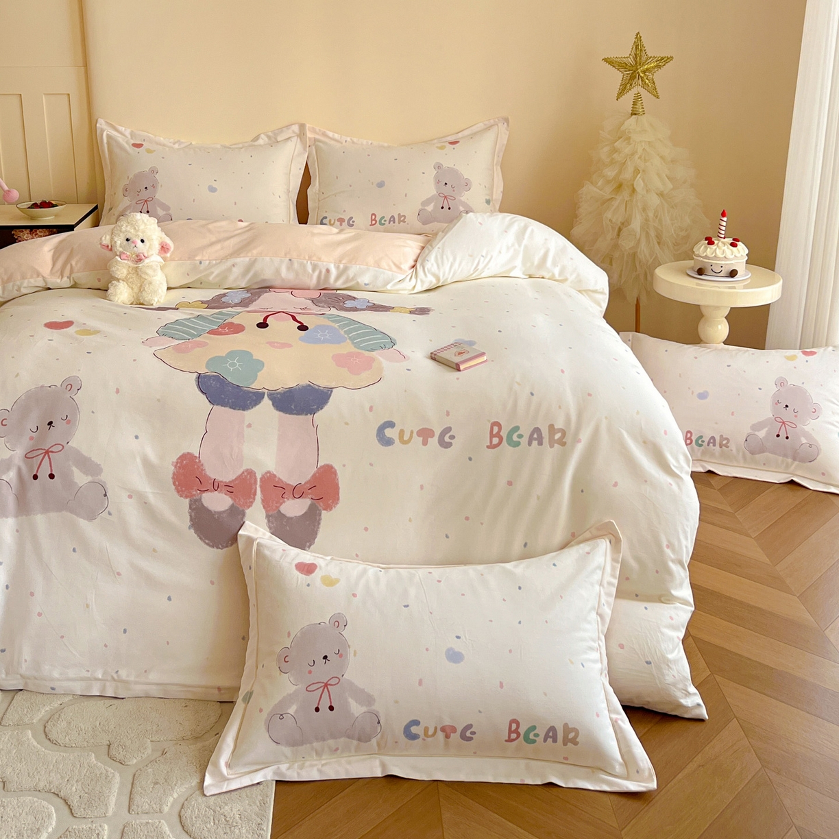 91家纺网 家纺一手货源 找家纺 朵希曼 2026新款全棉云感生态磨毛数码印花系列四件套 可爱哆-米