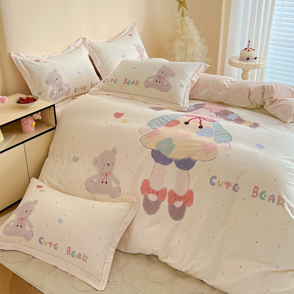 91家纺网 家纺一手货源 找家纺 朵希曼 2026新款全棉云感生态磨毛数码印花系列四件套 可爱哆-米