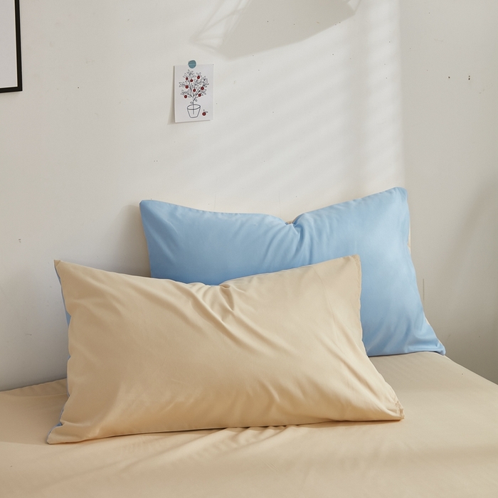 91家纺网 家纺一手货源 找家纺 啊雅家居 2026新款ins简约纯色磨毛系列单枕套 天空兰加黄