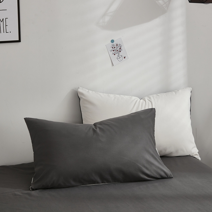 91家纺网 家纺一手货源 找家纺 啊雅家居 2026新款ins简约纯色磨毛系列单枕套 米白加深灰
