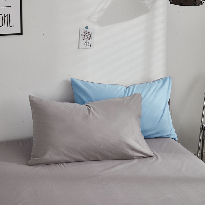 啊雅家居 2026新款ins简约纯色磨毛系列单枕套 天空兰加浅灰