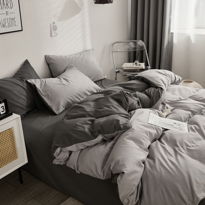 91家纺网 家纺一手货源 找家纺 啊雅家居 2026新款ins简约纯色磨毛系列单枕套 浅灰加深灰