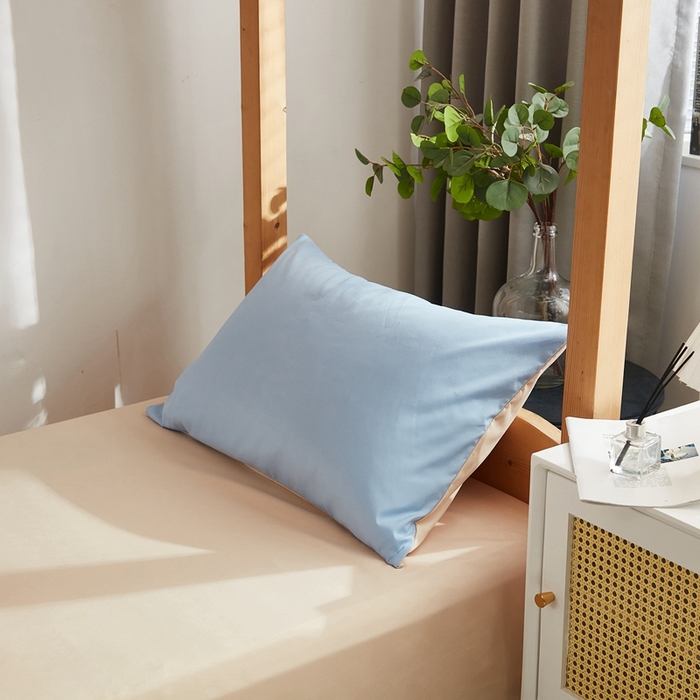 91家纺网 家纺一手货源 找家纺 啊雅家居 2026新款ins简约纯色磨毛系列单枕套 天空兰加黄