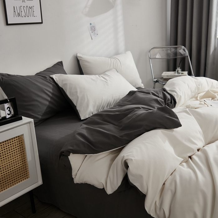 91家纺网 家纺一手货源 找家纺 啊雅家居 2026新款ins简约纯色磨毛系列单枕套 米白加深灰