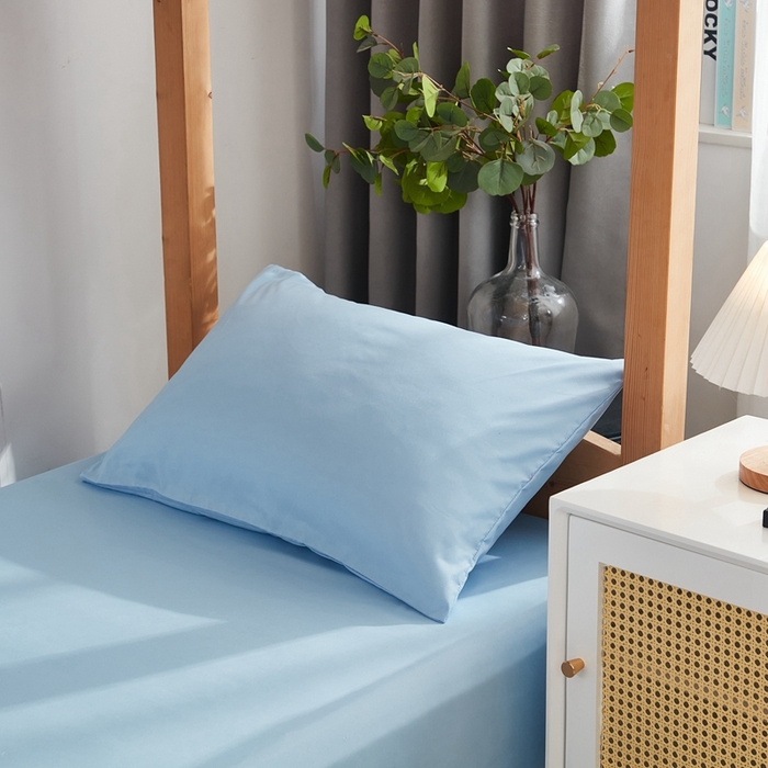 91家纺网 家纺一手货源 找家纺 啊雅家居 2026新款ins简约纯色磨毛系列单枕套 天空兰