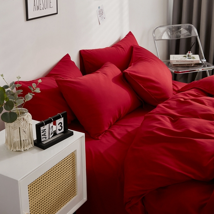 91家纺网 家纺一手货源 找家纺 啊雅家居 2026新款ins简约纯色磨毛系列单枕套 大红