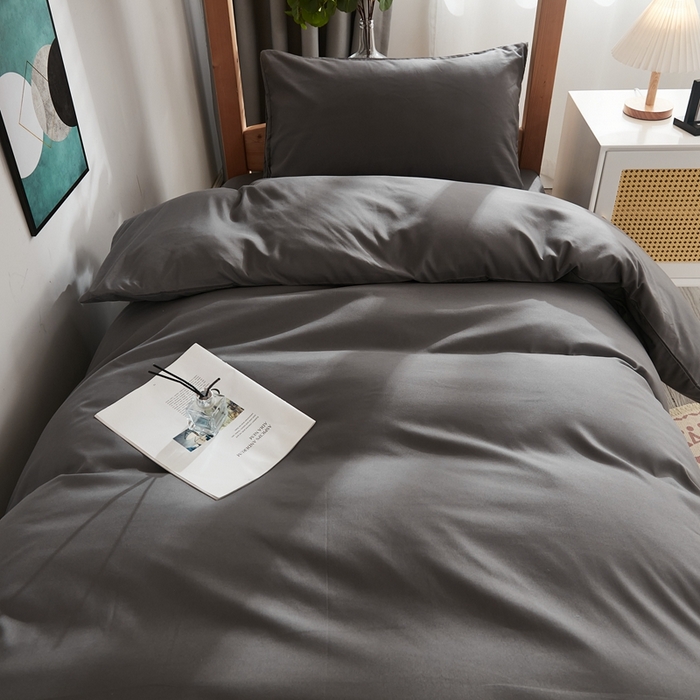 91家纺网 家纺一手货源 找家纺 啊雅家居 2026新款ins简约纯色磨毛被套可订制logo 深灰