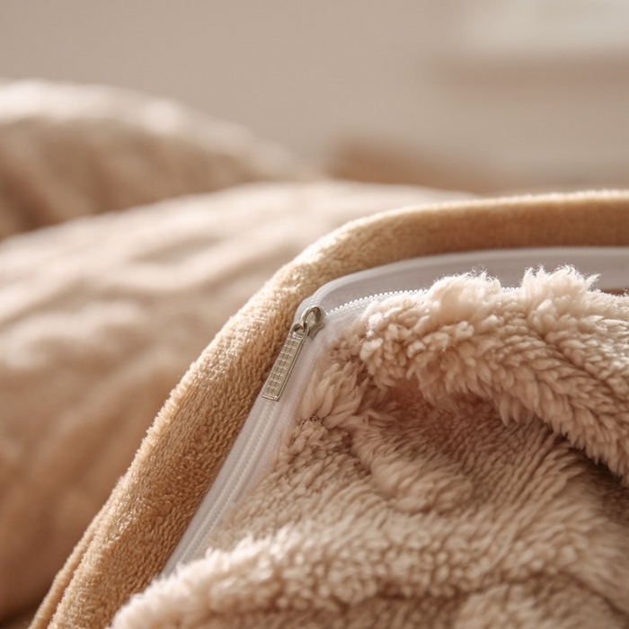 91家纺网 家纺一手货源 找家纺 啊雅家居 2026新款阳离子提花牛奶绒三件套四件套 暖提咖