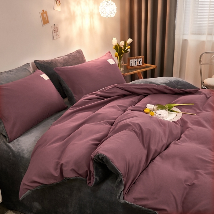 91家纺网 家纺一手货源 找家纺 啊雅家居 2026新款水洗棉加绒单面绒被套 暖酱加牛奶绒