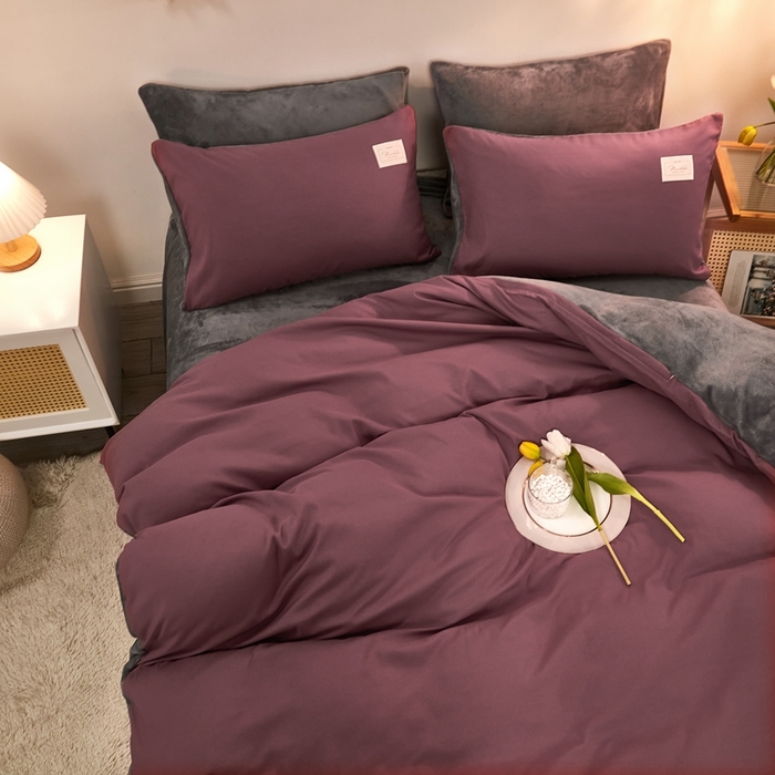 91家纺网 家纺一手货源 找家纺 啊雅家居 2026新款水洗棉加绒单面绒被套 暖酱加牛奶绒