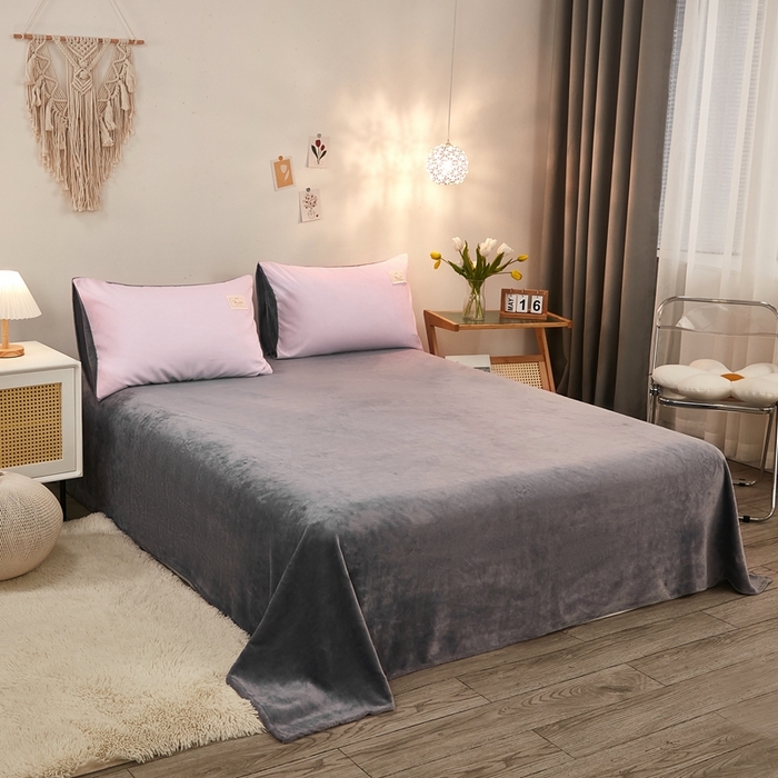 91家纺网 家纺一手货源 找家纺 啊雅家居 2026新款水洗棉加绒单面绒被套 暖粉加牛奶绒