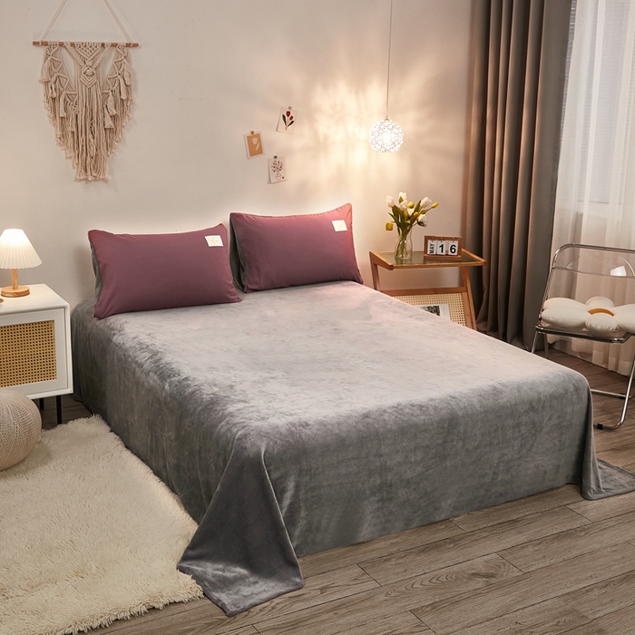 91家纺网 家纺一手货源 找家纺 啊雅家居 2026新款水洗棉加绒单面绒被套 暖酱加牛奶绒