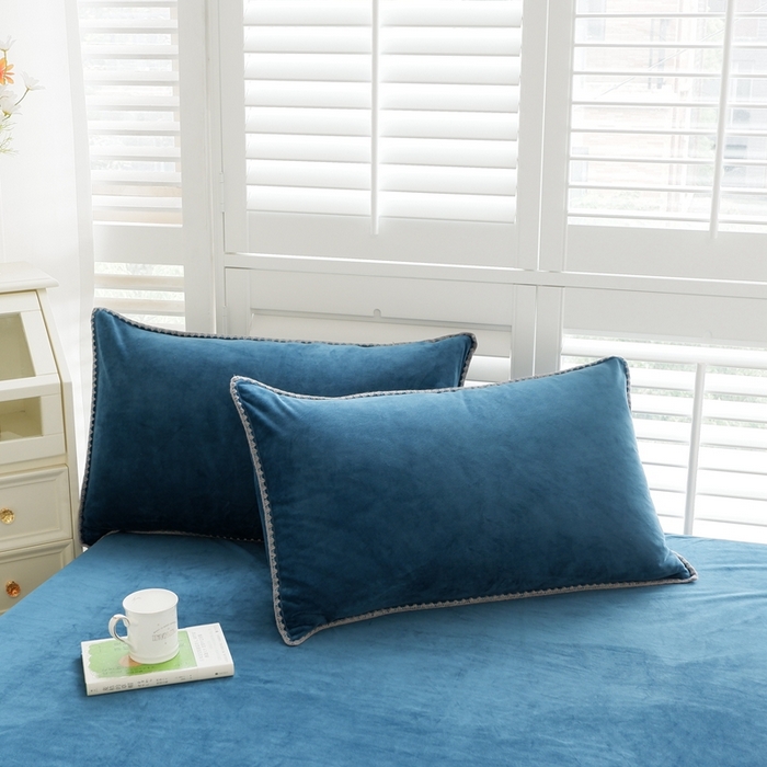 91家纺网 家纺一手货源 找家纺 啊雅家居 2026新款贝壳边宝宝绒四件套 贝壳宝蓝