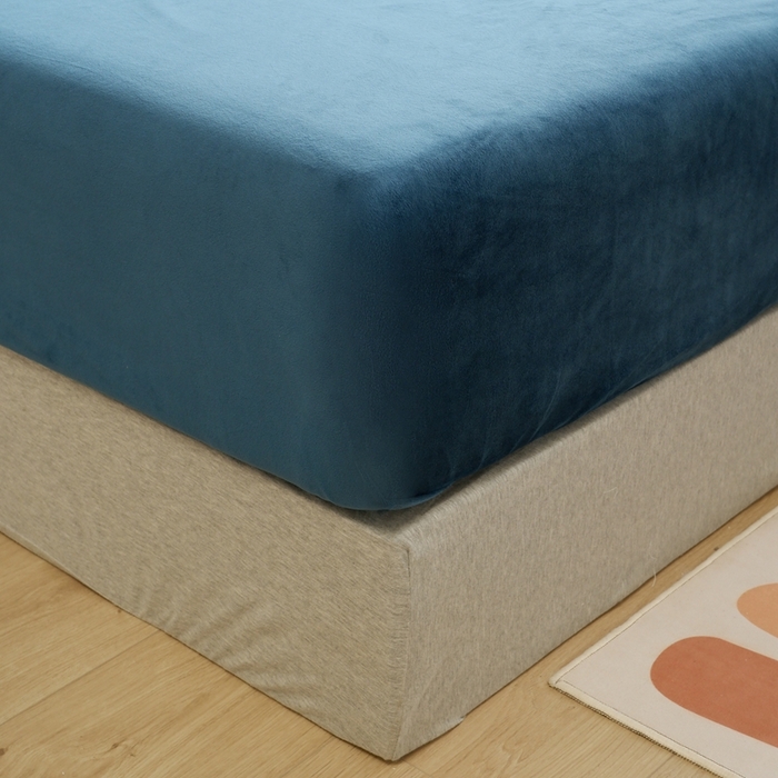 91家纺网 家纺一手货源 找家纺 啊雅家居 2026新款贝壳边宝宝绒四件套 贝壳宝蓝