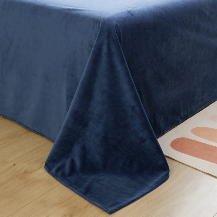 91家纺网 家纺一手货源 找家纺 啊雅家居 2026新款贝壳边宝宝绒四件套 贝壳藏青